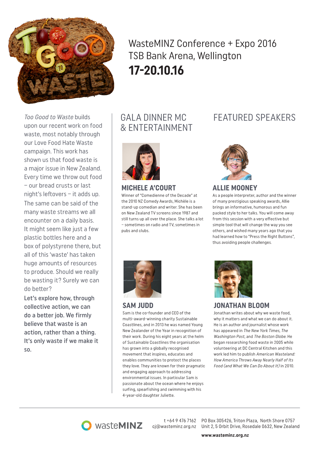 Wasteminz Conference + Expo 2016 TSB Bank Arena, Wellington 17-20.10.16