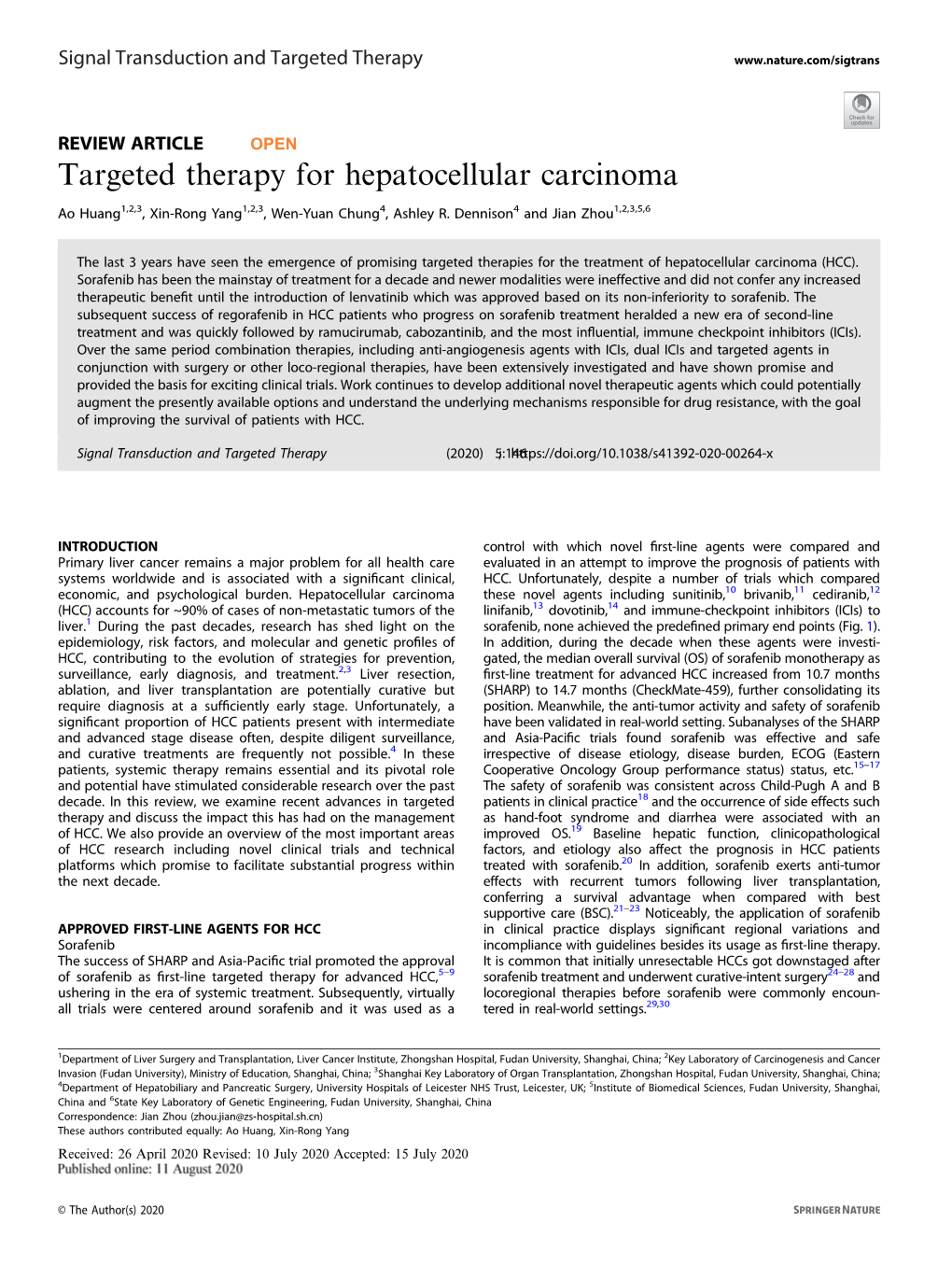 Targeted Therapy for Hepatocellular Carcinoma