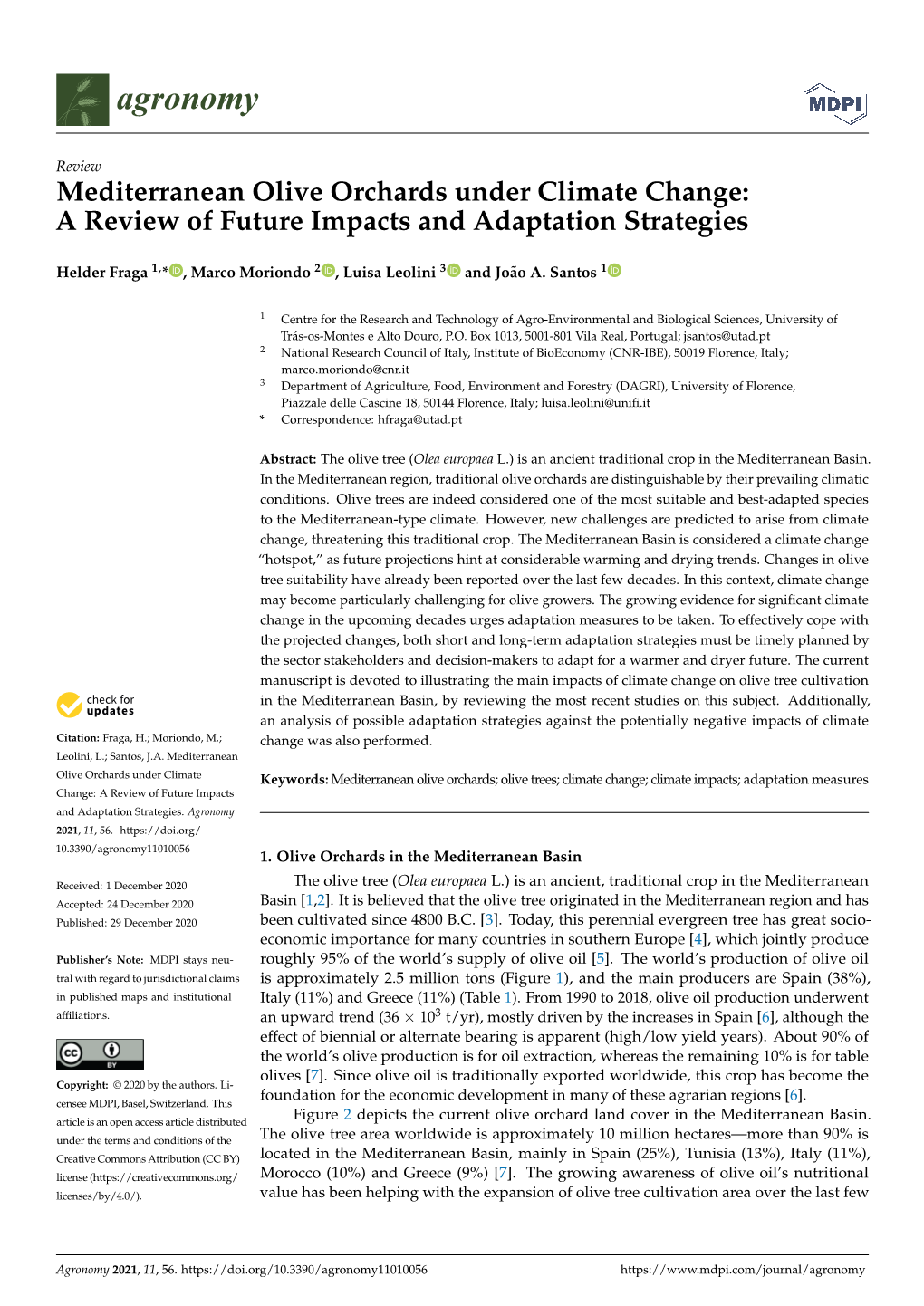 Mediterranean Olive Orchards Under Climate Change: a Review of Future Impacts and Adaptation Strategies