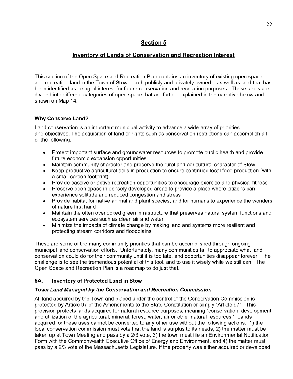 55 Section 5 Inventory of Lands of Conservation and Recreation Interest