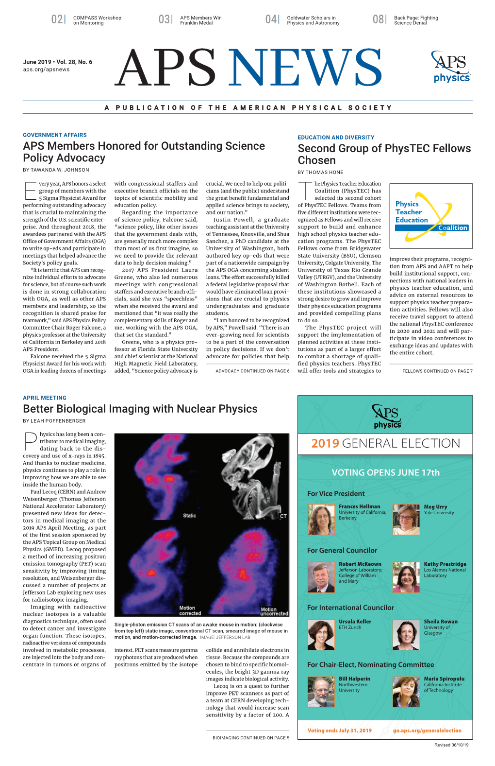 APS News June 2019, Volume 28, No. 6