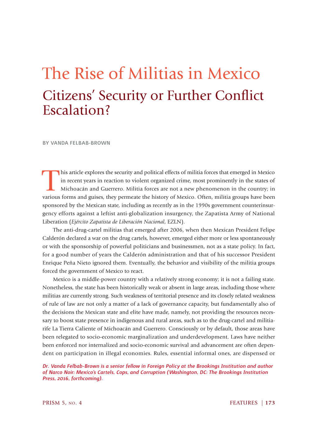 The Rise of Militias in Mexico Citizens’ Security Or Further Conflict Escalation?