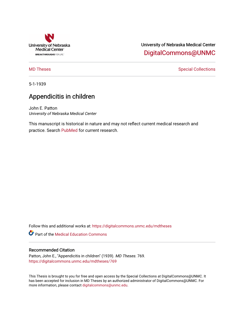 Appendicitis in Children