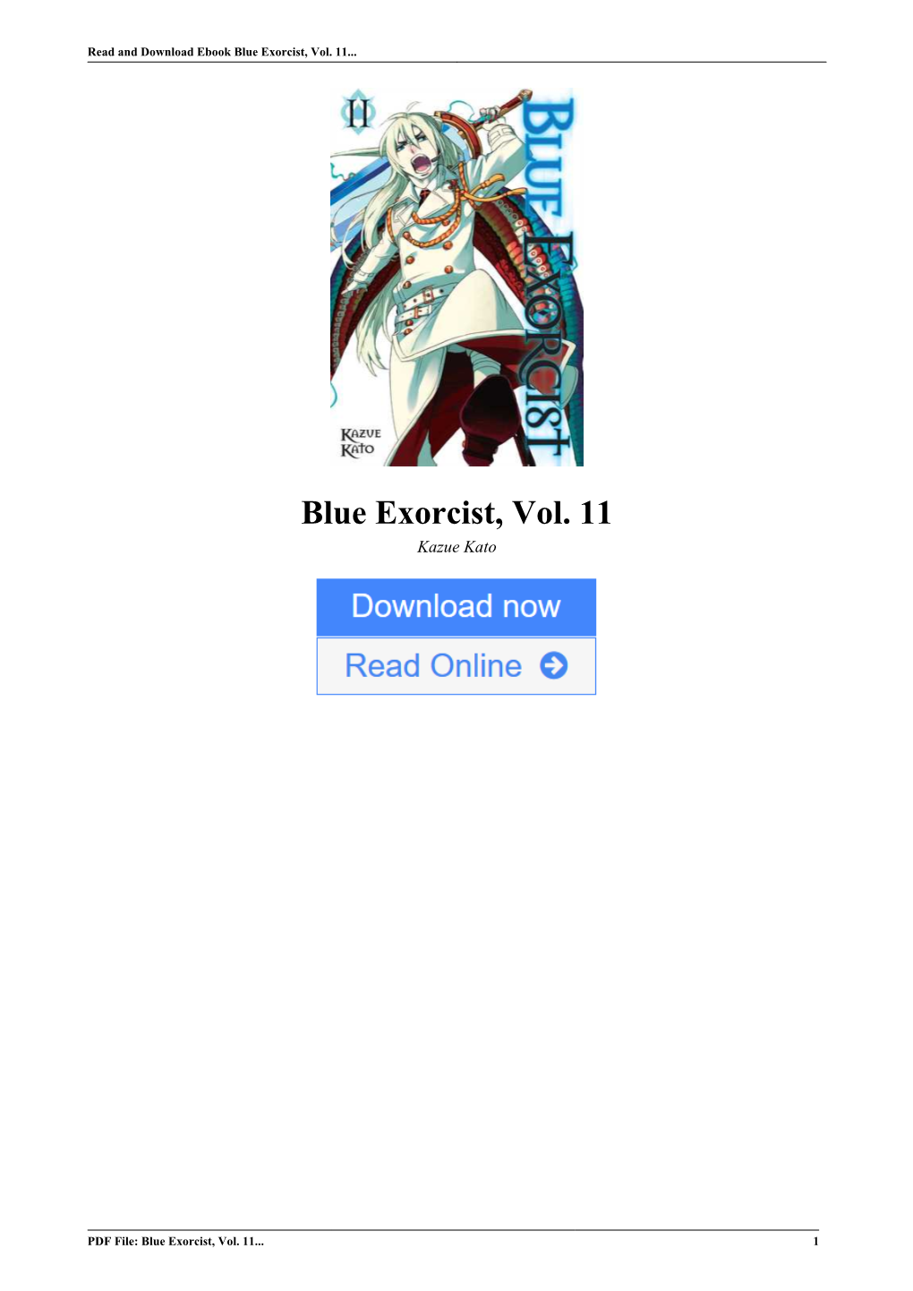 Blue Exorcist, Vol. 11 by Kazue Kato