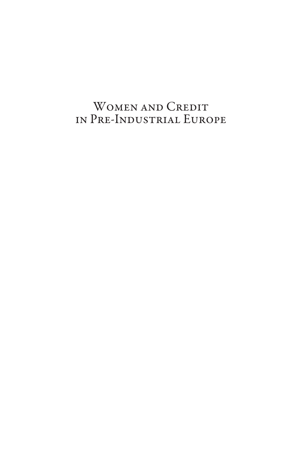 Women and Credit in Pre-Industrial Europe