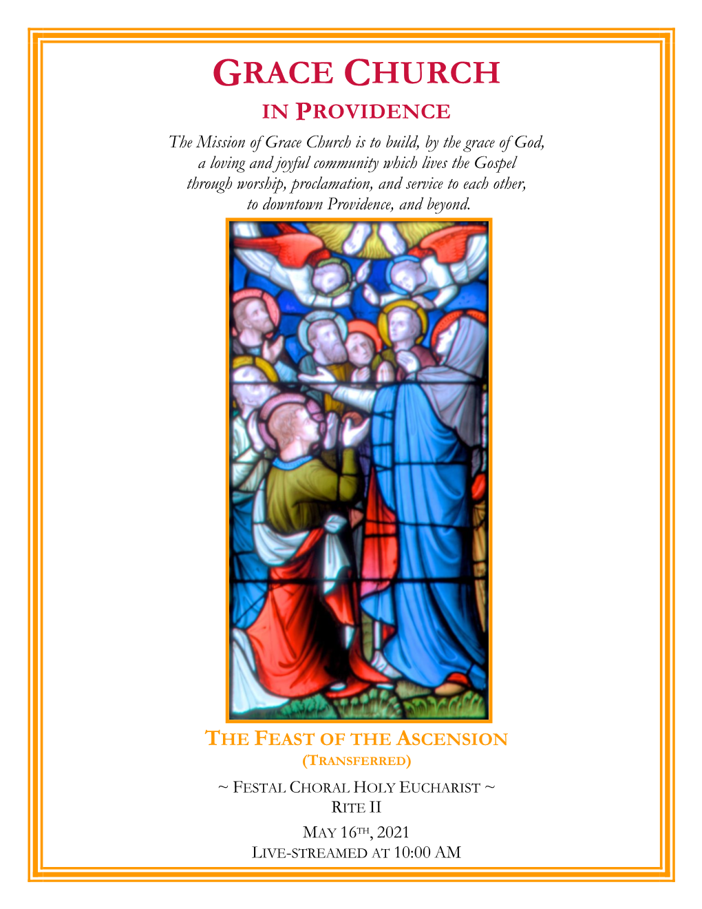 The Order of Service for the Feast of the Ascension (Transferred)