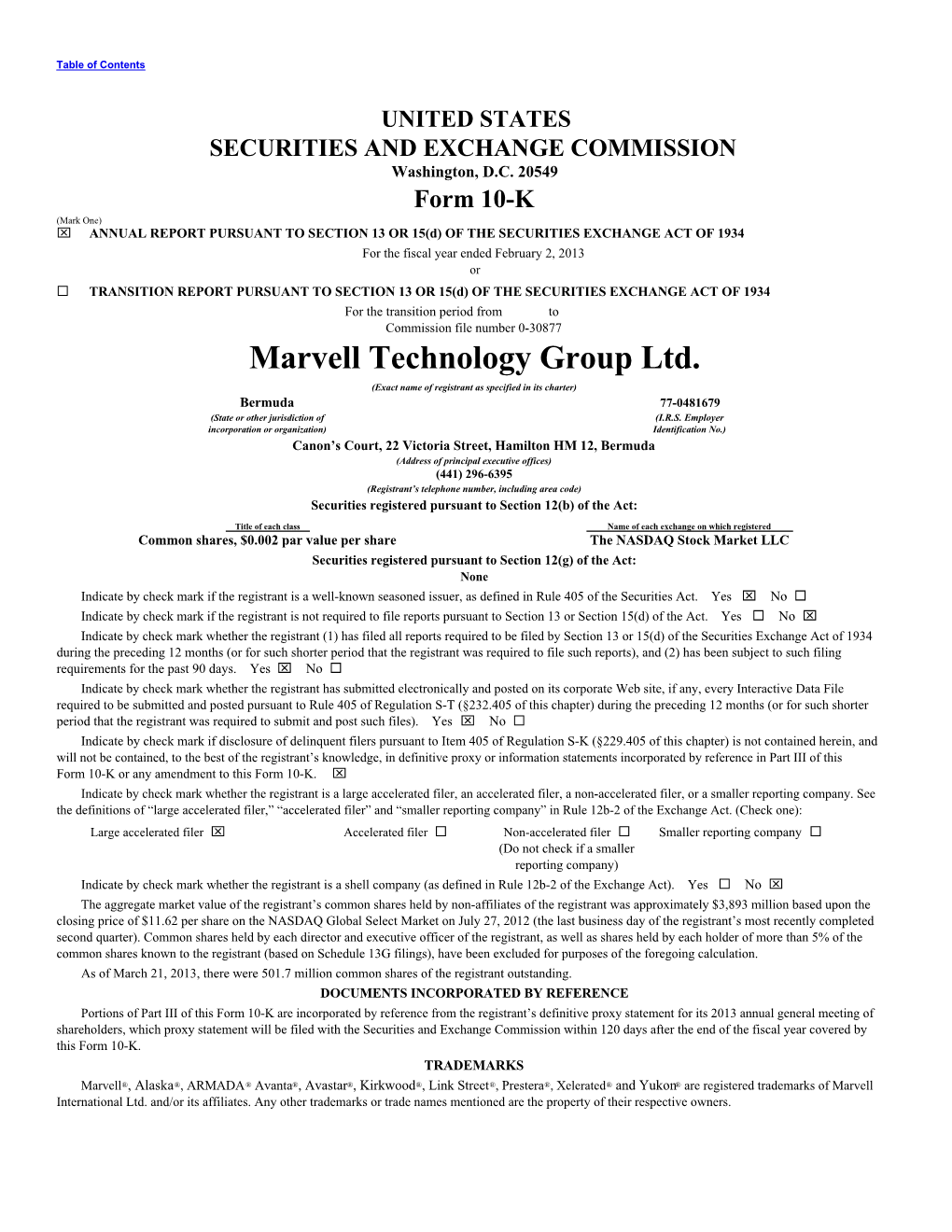 Marvell Technology Group Ltd. (Exact Name of Registrant As Specified in Its Charter)