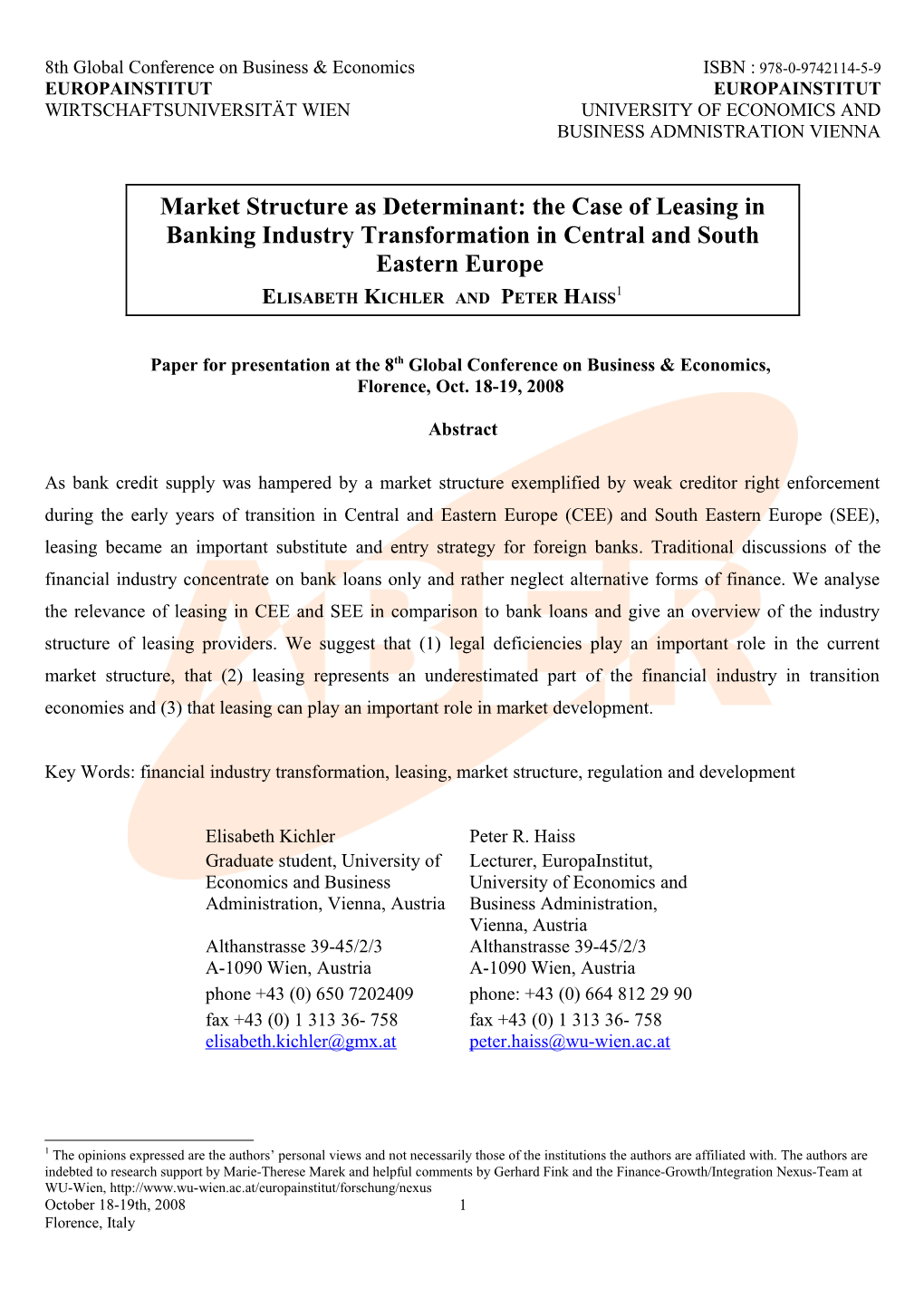 Market Structure As Determinant: the Case of Leasing in Banking Industry Transformation