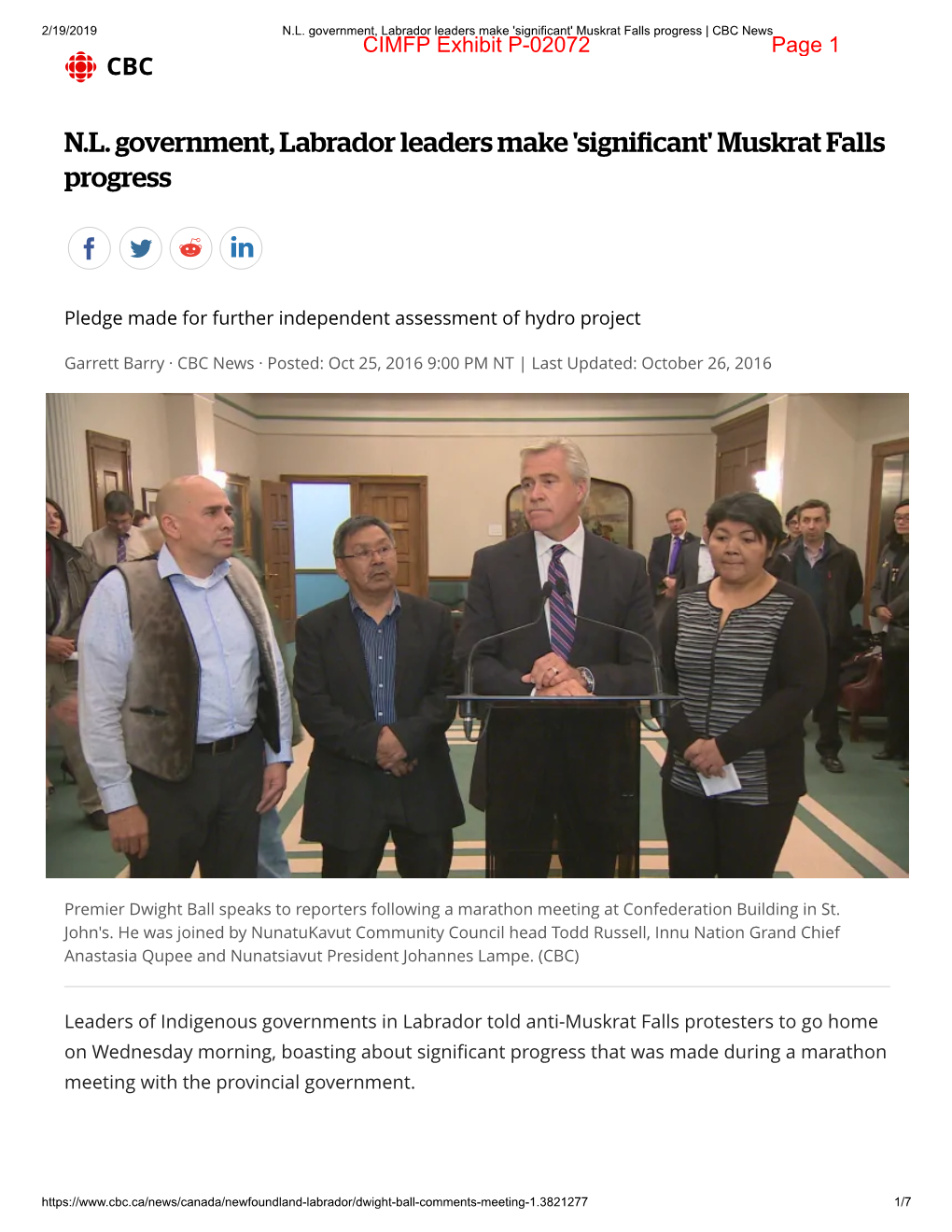 NL Government, Labrador Leaders Make 'Significant'