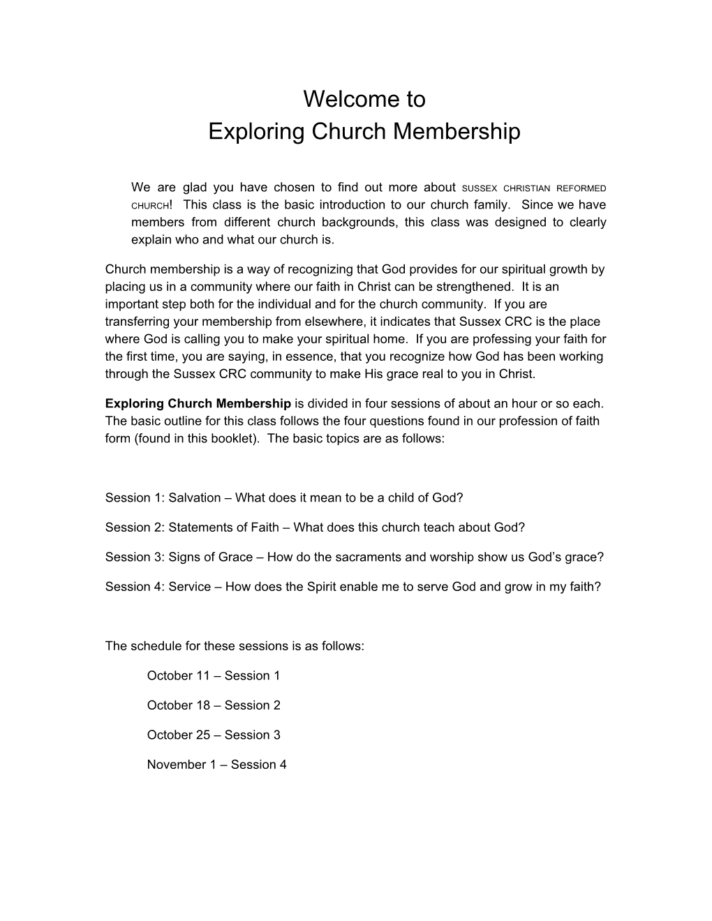 Welcome to Exploring Church Membership