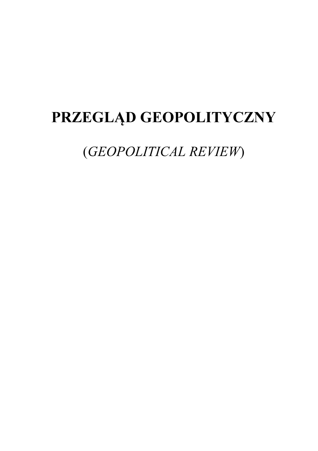 Przegląd Geopolityczny