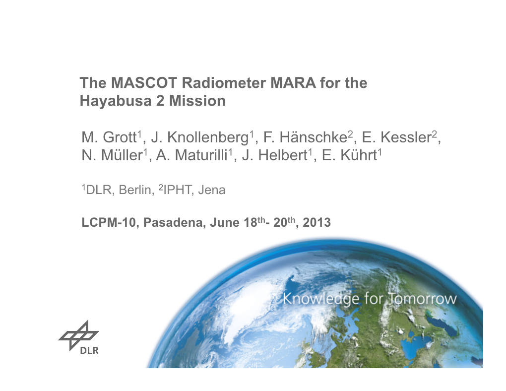 The MASCOT Radiometer MARA for the Hayabusa 2 Mission