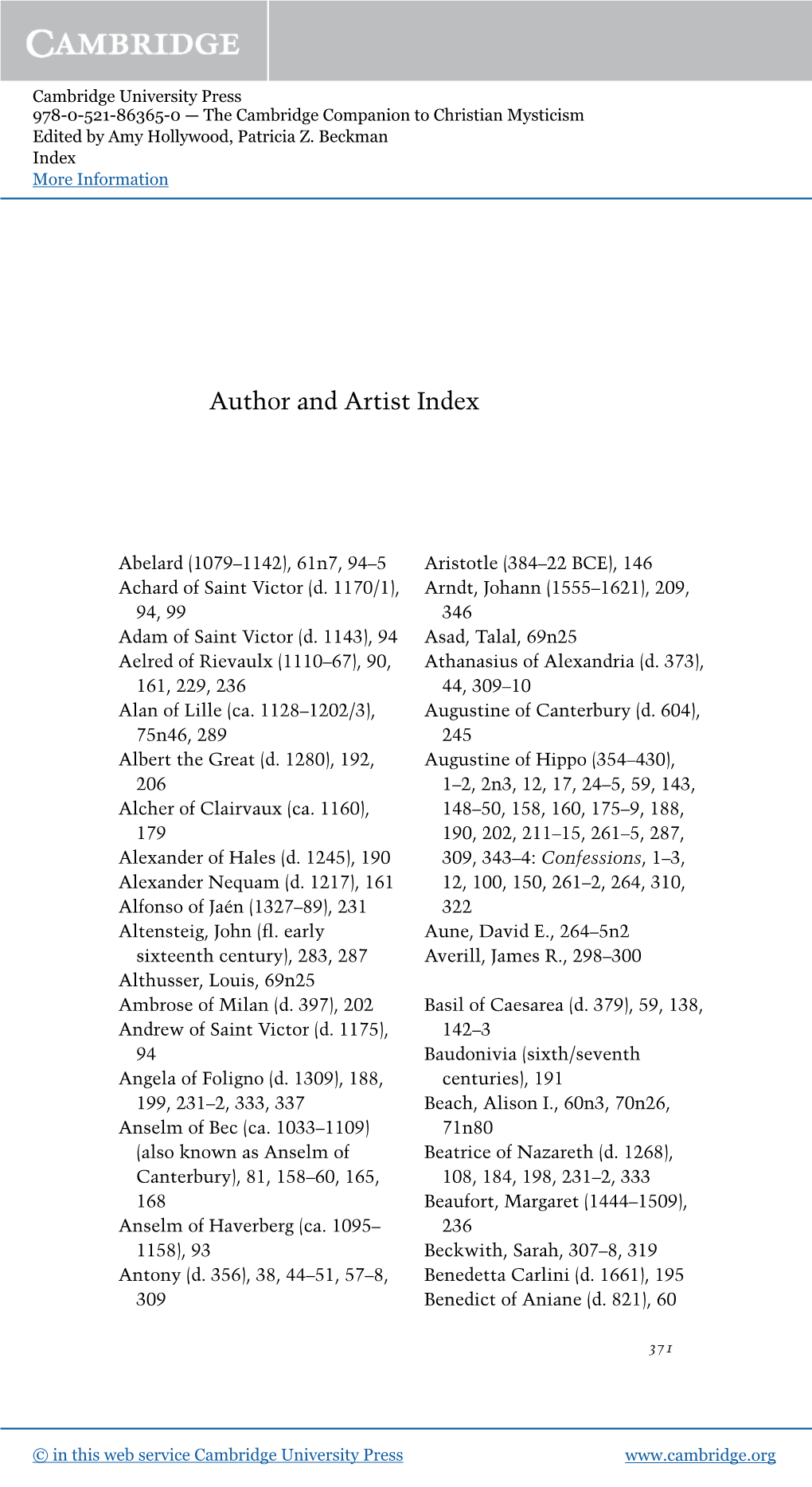 Author and Artist Index