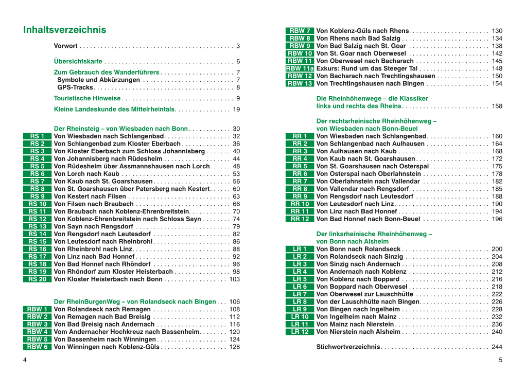 Inhaltsverzeichnis RBW 7 Von Koblenz-Güls Nach Rhens