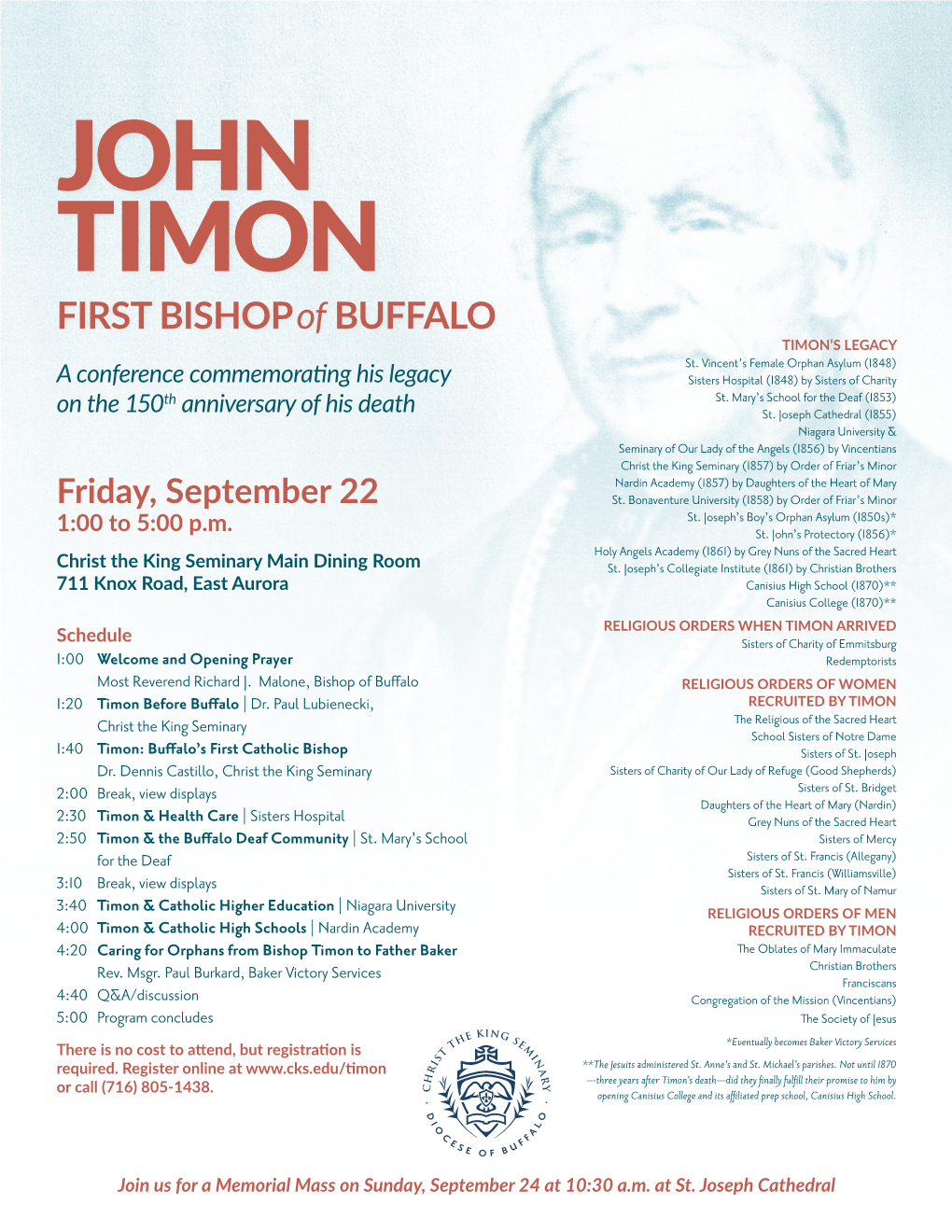 JOHN TIMON FIRST BISHOP of BUFFALO TIMON’S LEGACY St