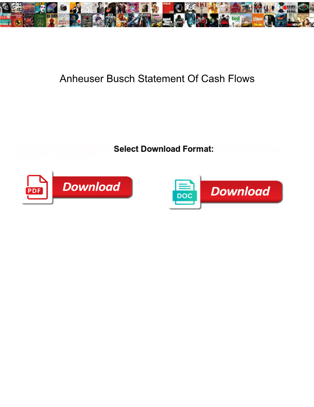 Anheuser Busch Statement of Cash Flows