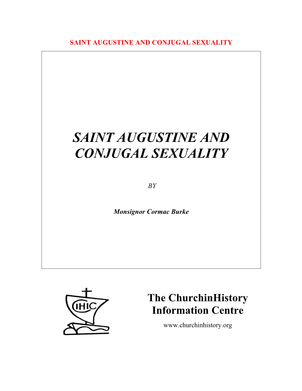 Saint Augustine and Conjugal Sexuality