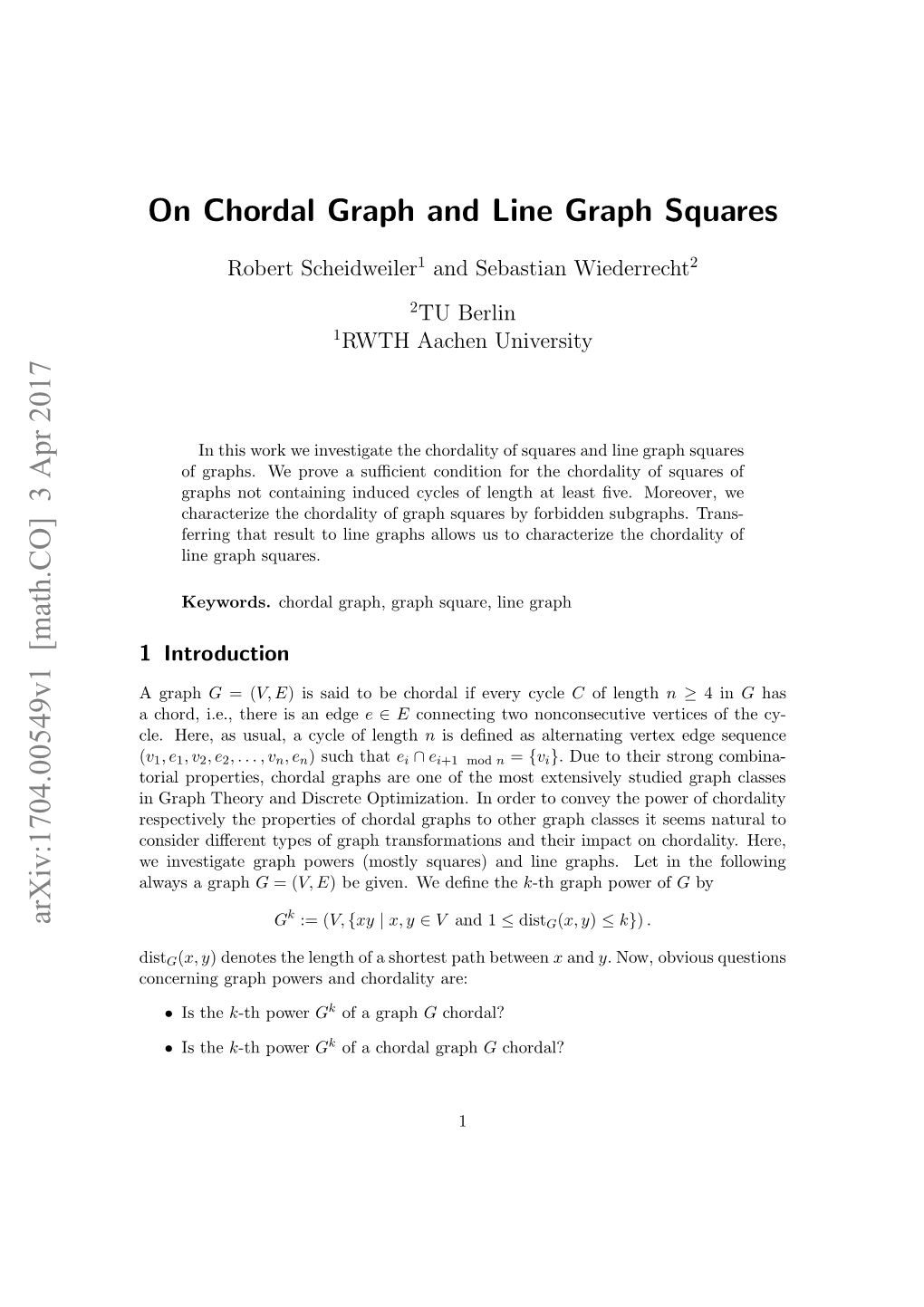 On Chordal Graph and Line Graph Squares