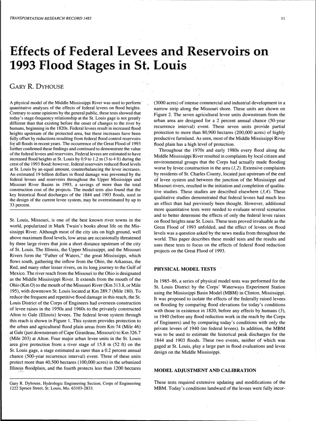 Transporation Research Record No. 1483, 1993 Midwest Floods And