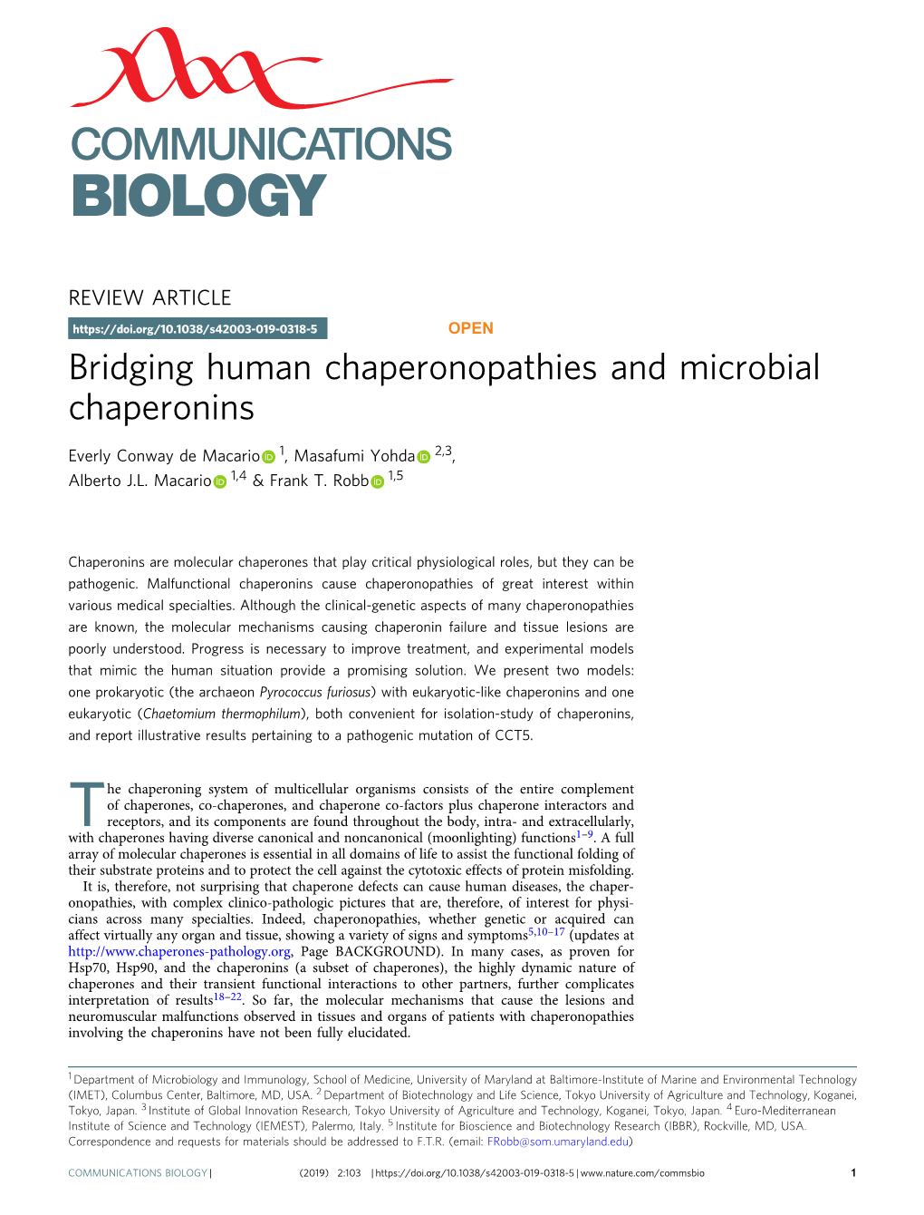 Bridging Human Chaperonopathies and Microbial Chaperonins