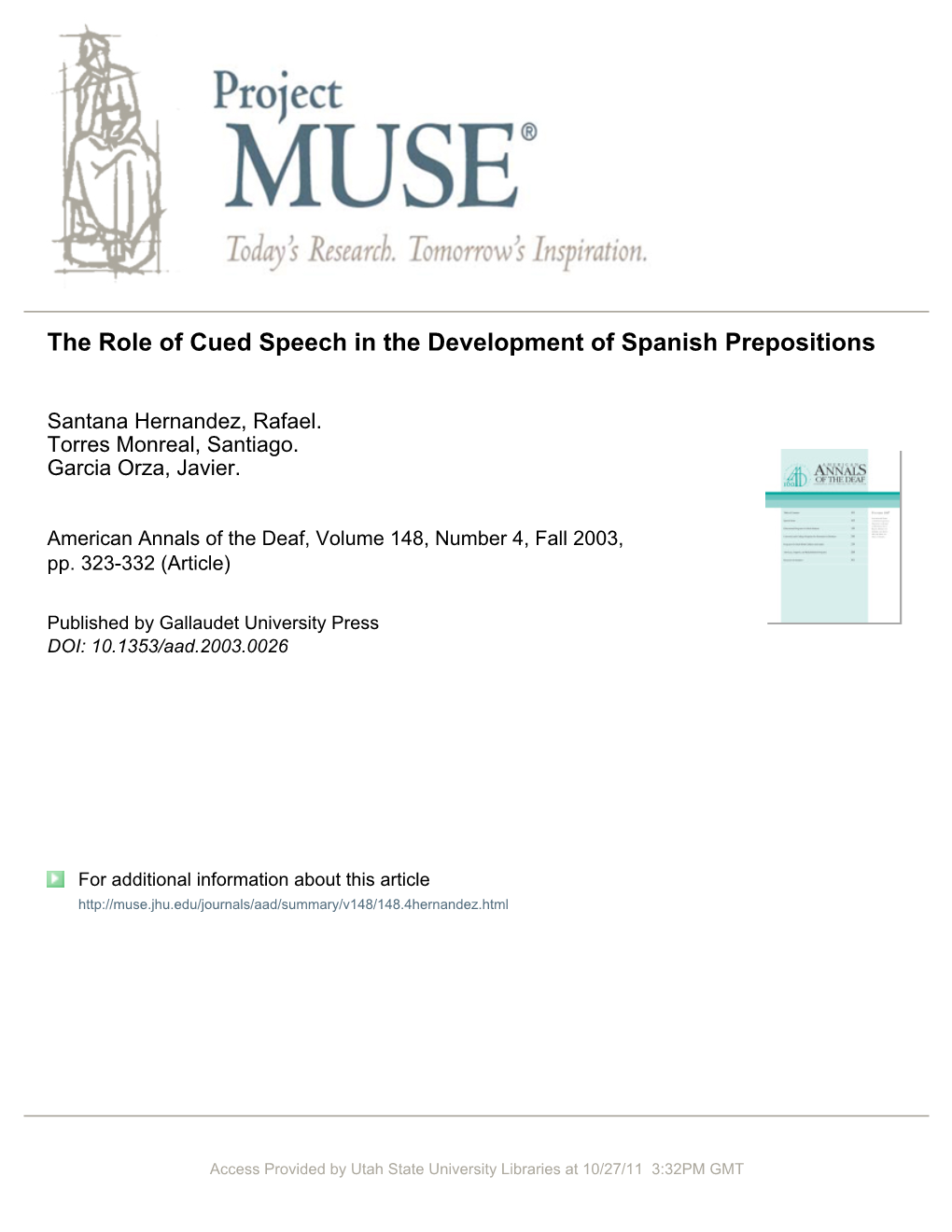 The Role of Cued Speech in the Development of Spanish Prepositions