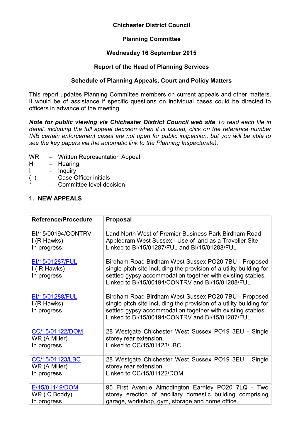 Chichester District Council Planning Committee Wednesday 16