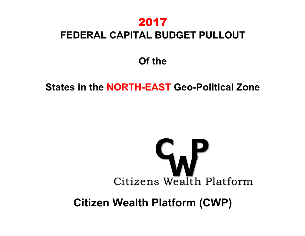 2017 NORTH EAST FEDERAL CAPITAL BUDGET PULL out Page 2