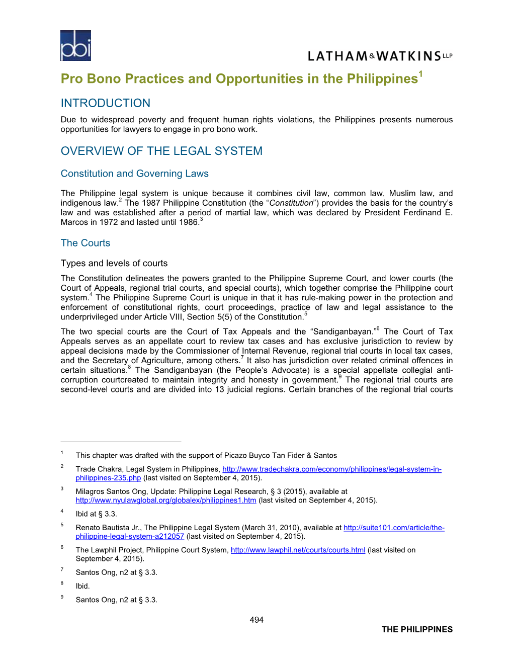 Pro Bono Practices and Opportunities in the Philippines1