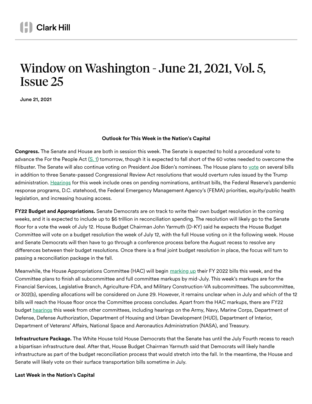 Window on Washington - June 21, 2021, Vol