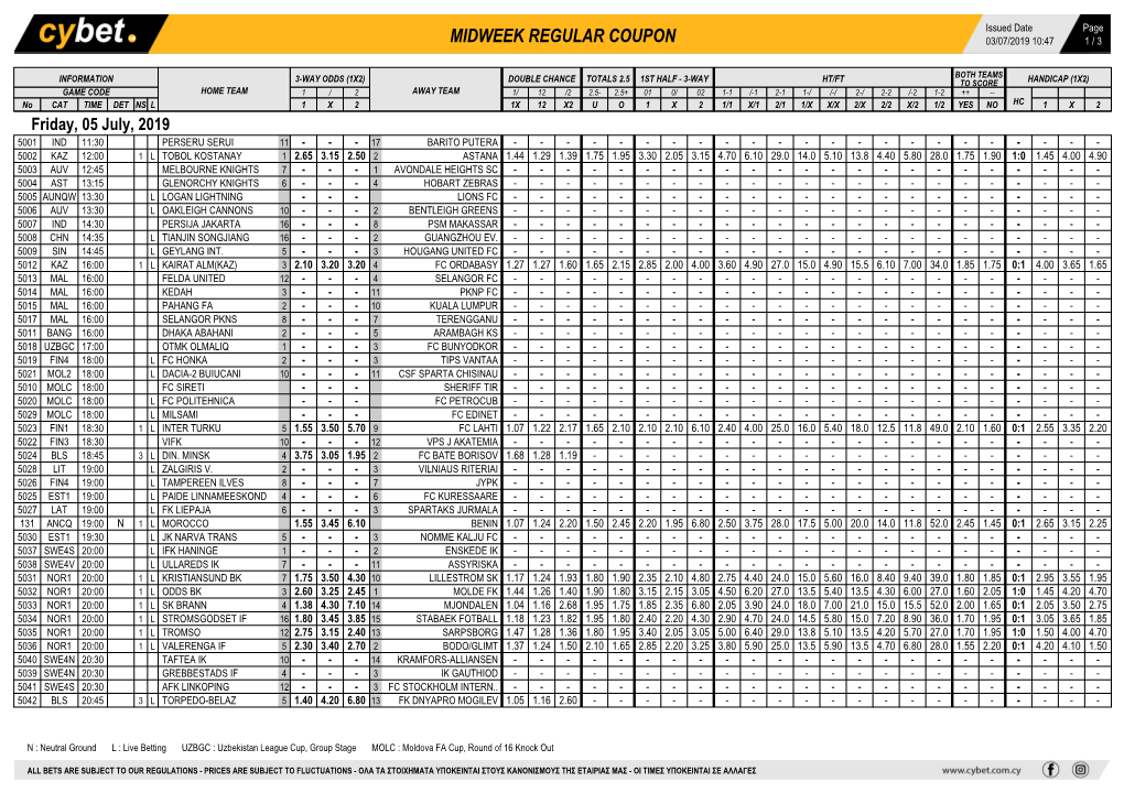 Midweek Regular Coupon 03/07/2019 10:47 1 / 3