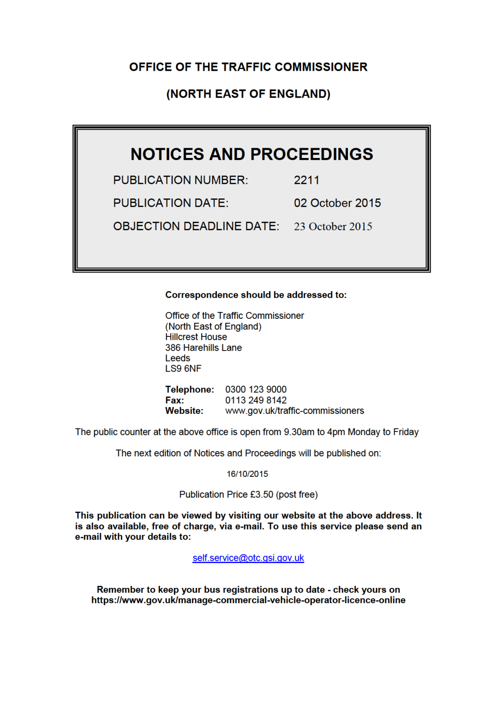 NOTICES and PROCEEDINGS 2 October