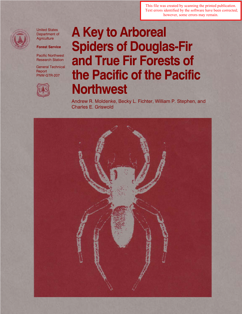 A Key to Arboreal Spiders of Douglas-Fir and True Fir Forests of the Pacific Northwest