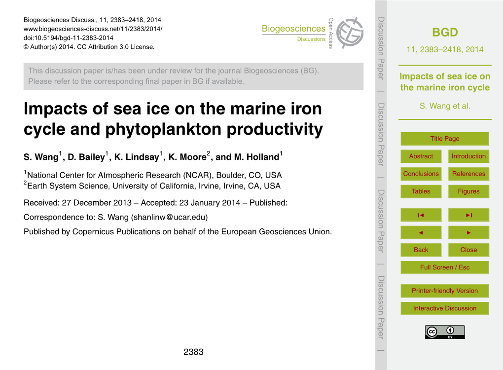 Impacts of Sea Ice on the Marine Iron Cycle