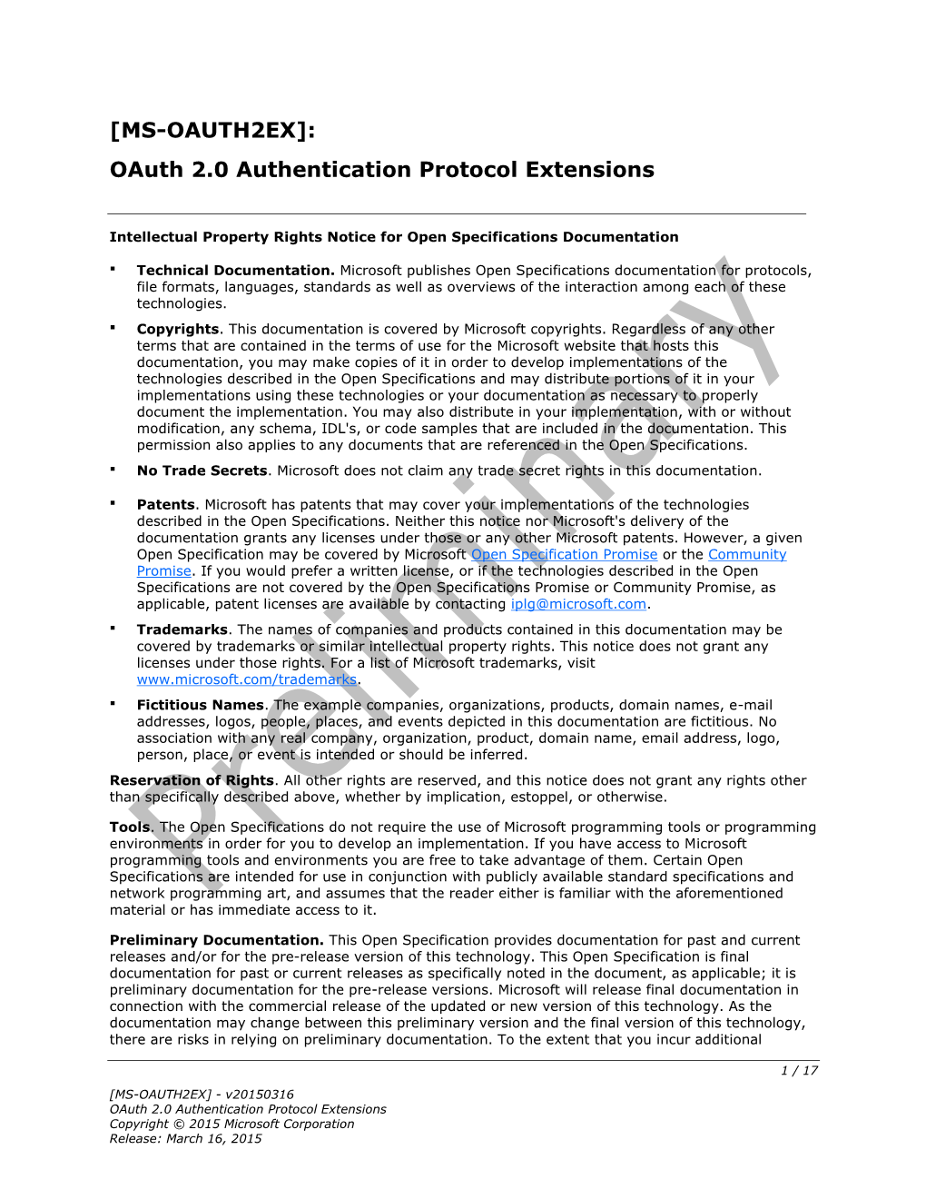 [MS-OAUTH2EX]: Oauth 2.0 Authentication Protocol Extensions