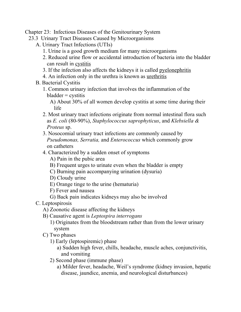 Chapter 23: Infectious Diseases Affecting the Genitourinary System