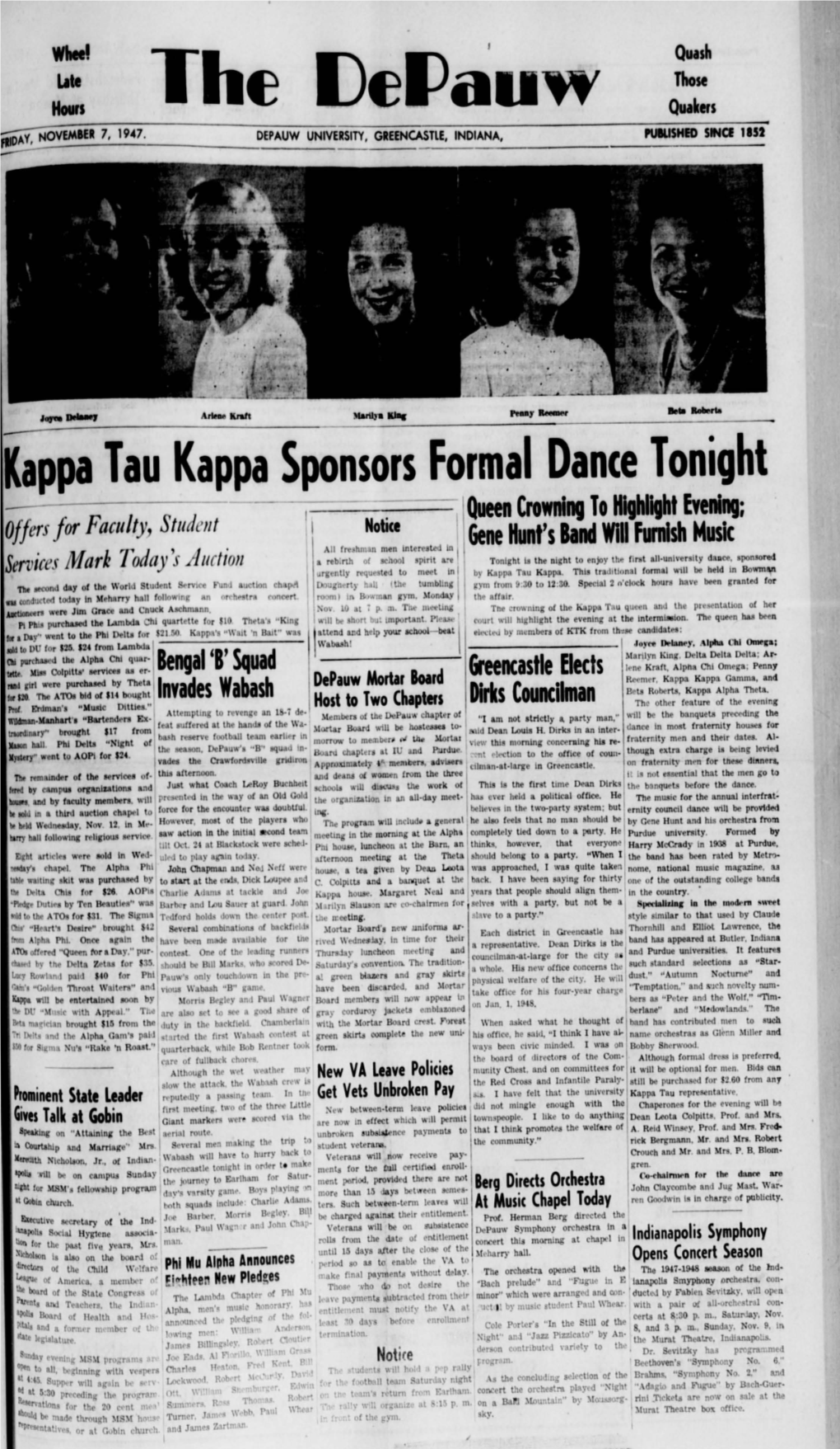 Kappa Tau Kappa Sponsors Formal Dance Tonight