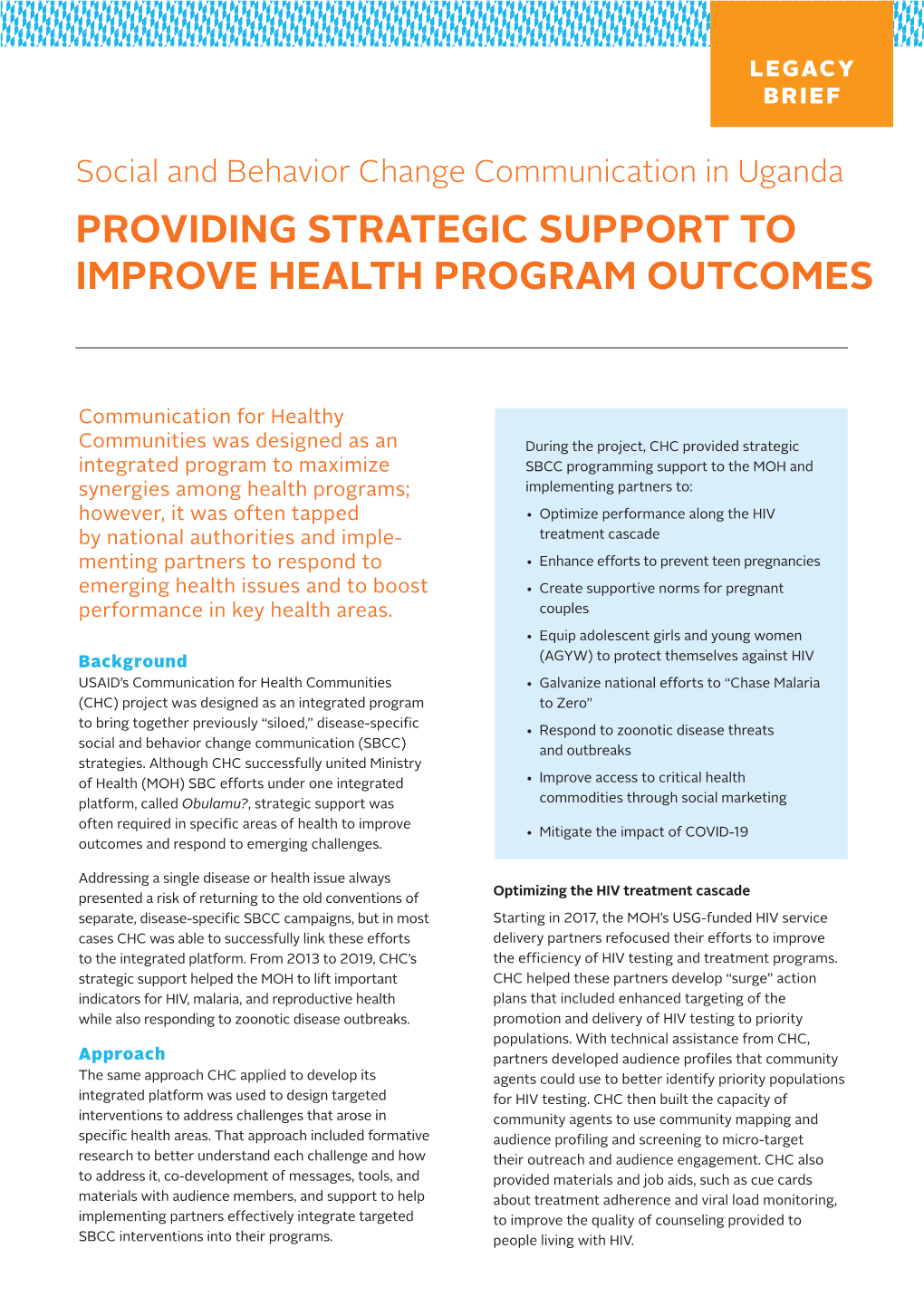 Providing Strategic Support to Improve Health Program Outcomes