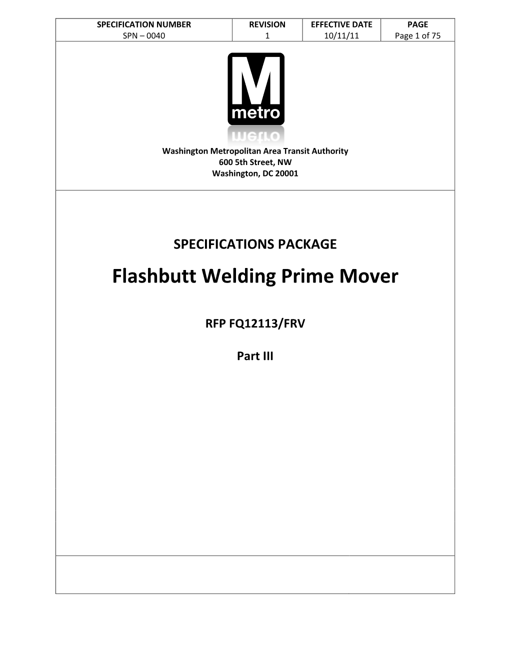 Flashbutt Welding Prime Mover