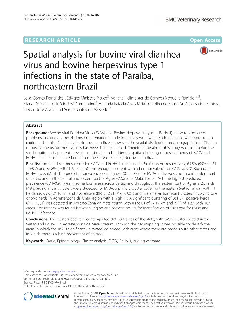 Spatial Analysis for Bovine Viral Diarrhea Virus and Bovine