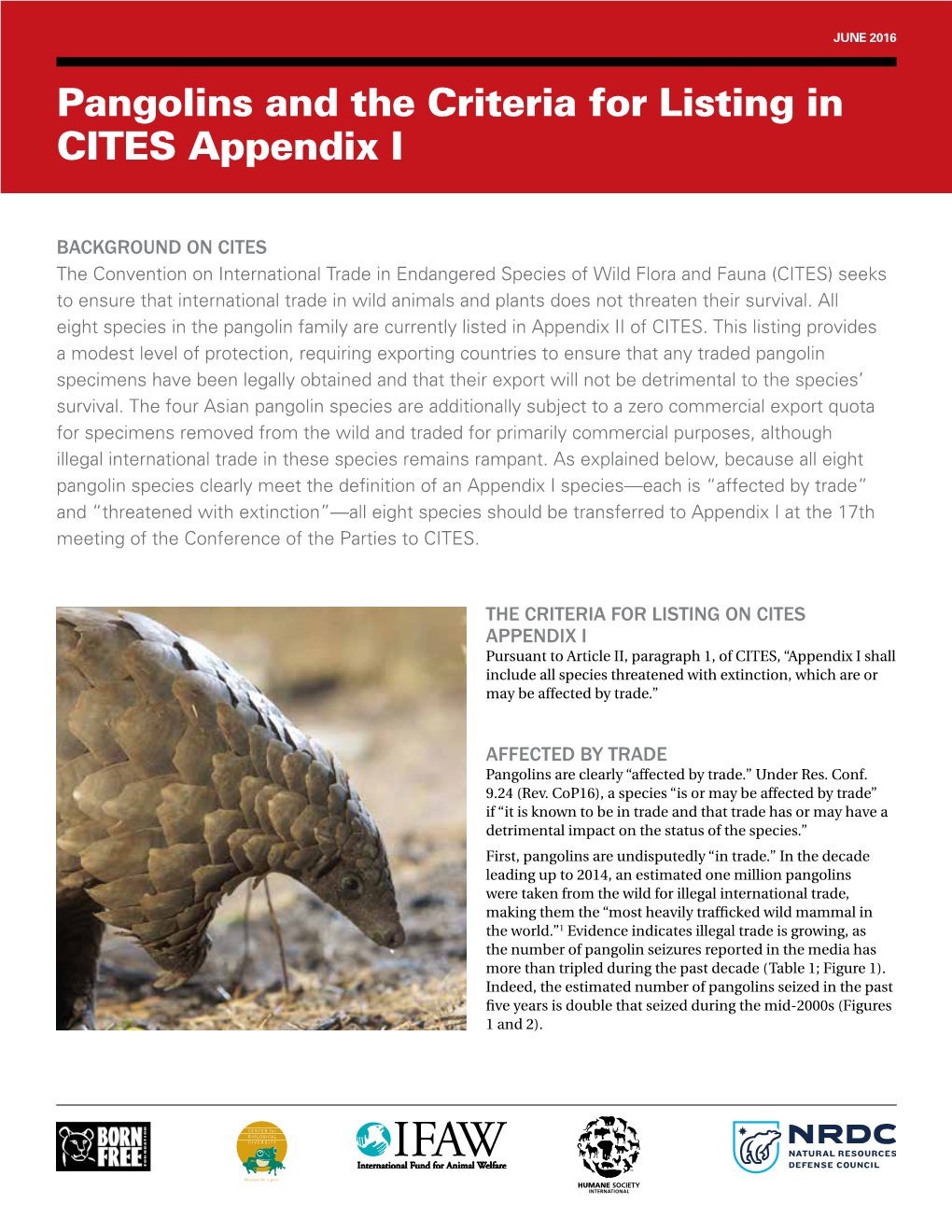 Pangolins and the Criteria for Listing in CITES Appendix I (PDF)