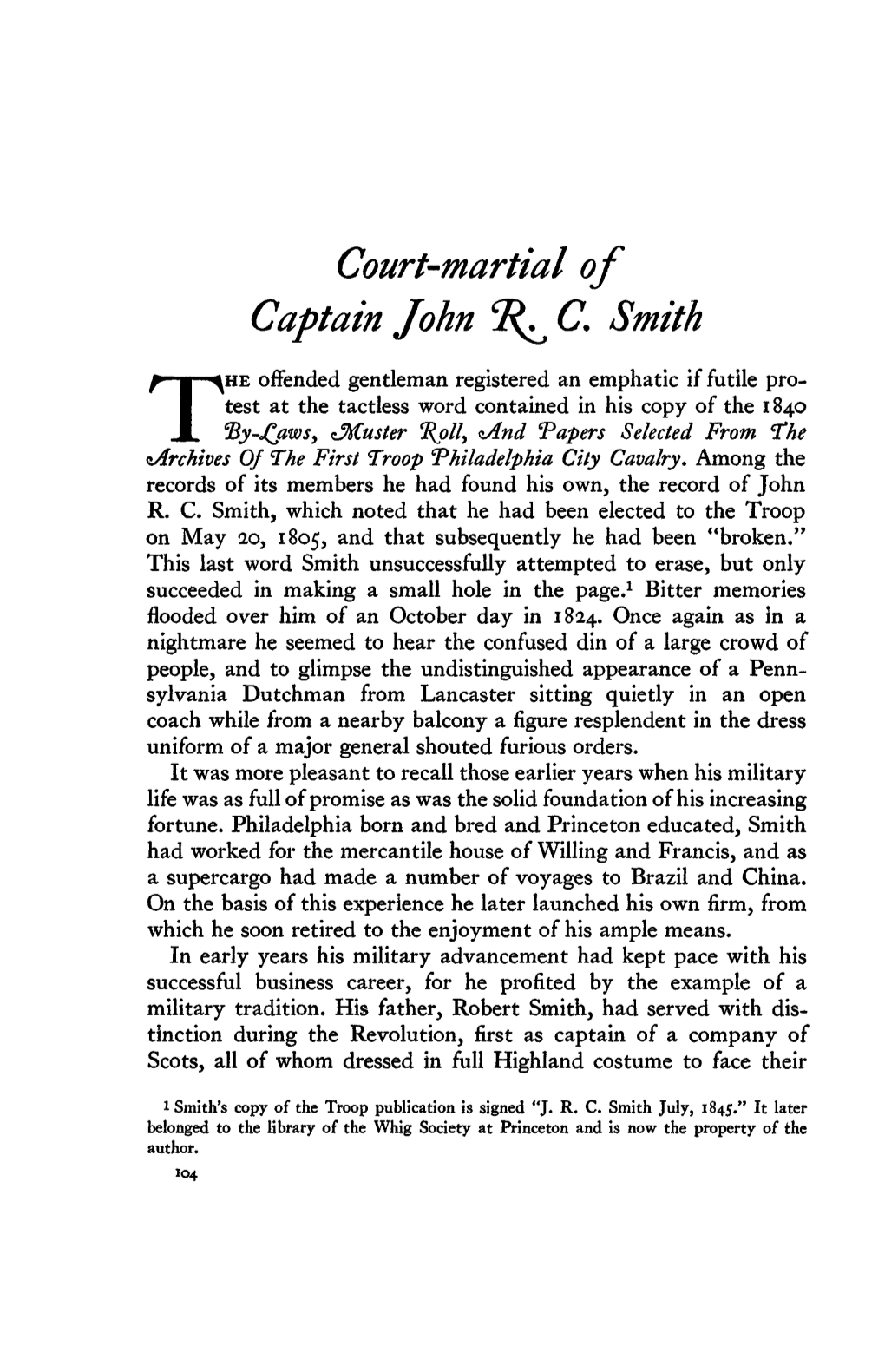 Court-Martial of Captain John Cr&lt;Jc Smith