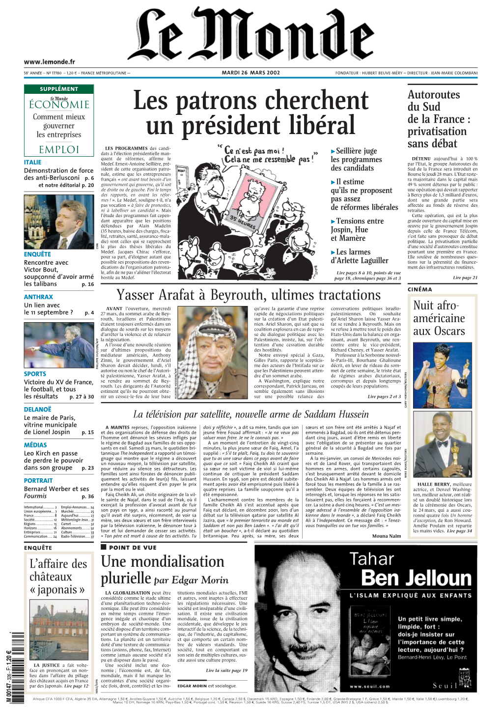 LE MONDE/PAGES&lt;UNE&gt;