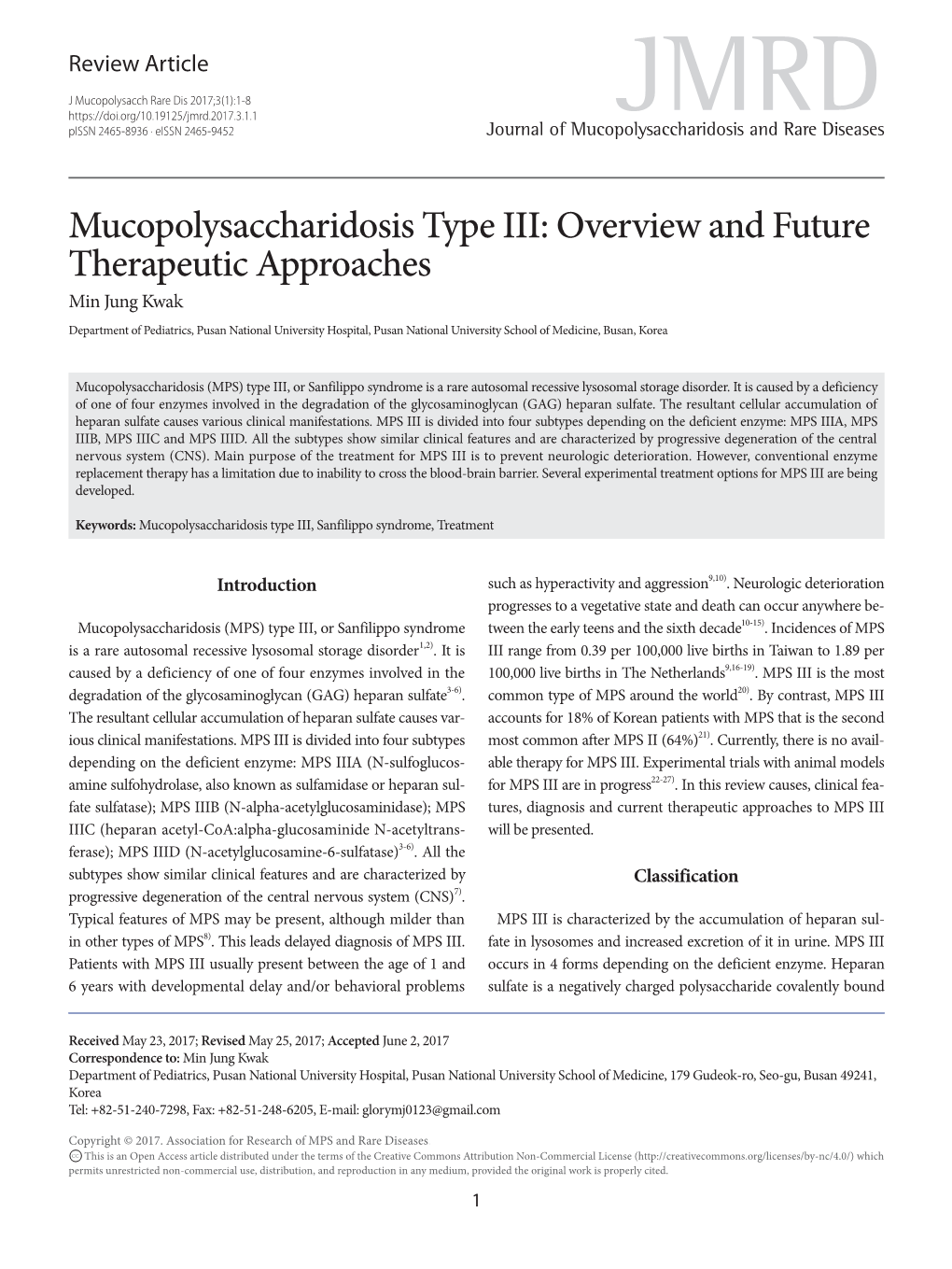Mucopolysaccharidosis Type III, Sanfilippo Syndrome, Treatment