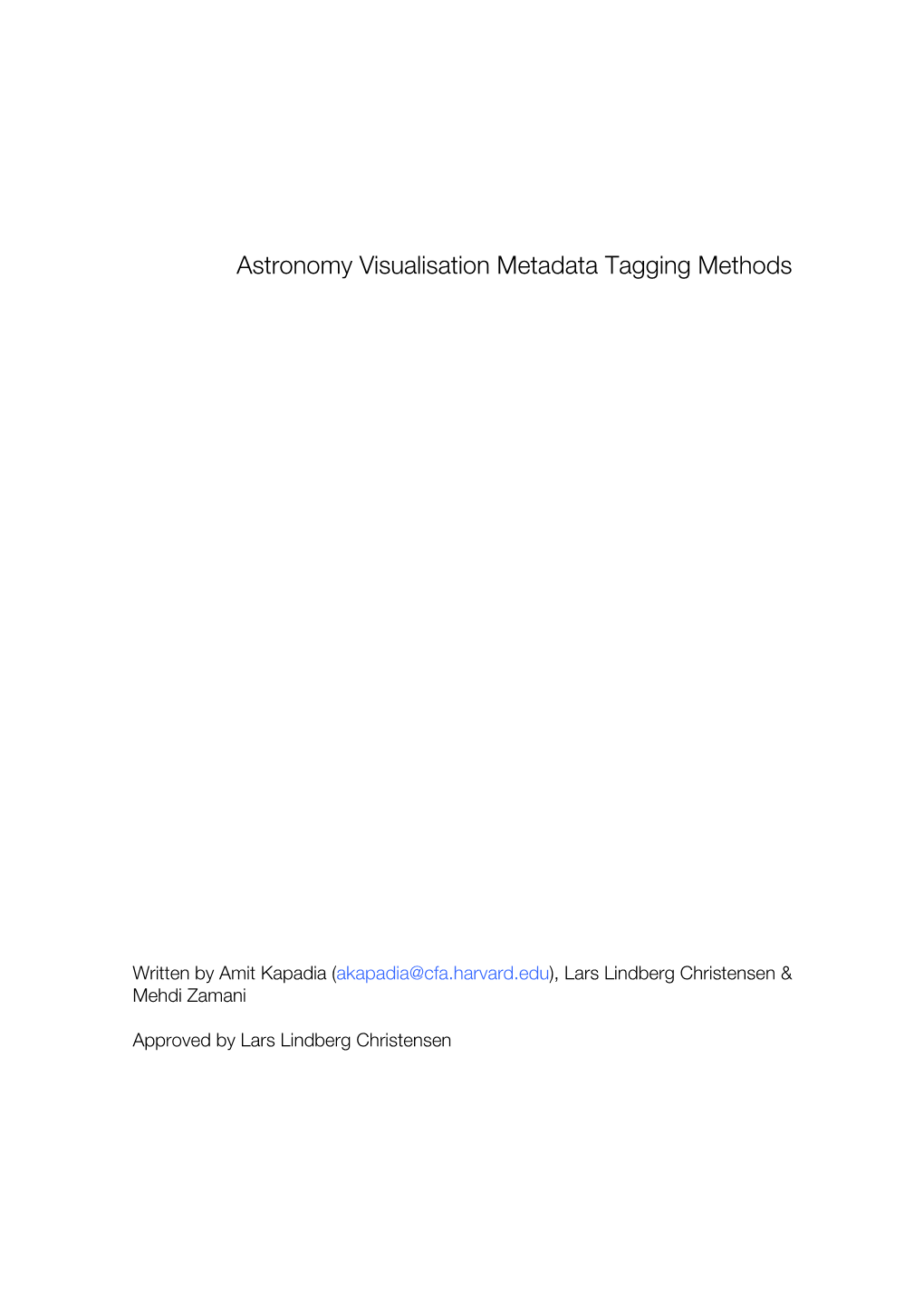 Astronomy Visualisation Metadata Tagging Methods