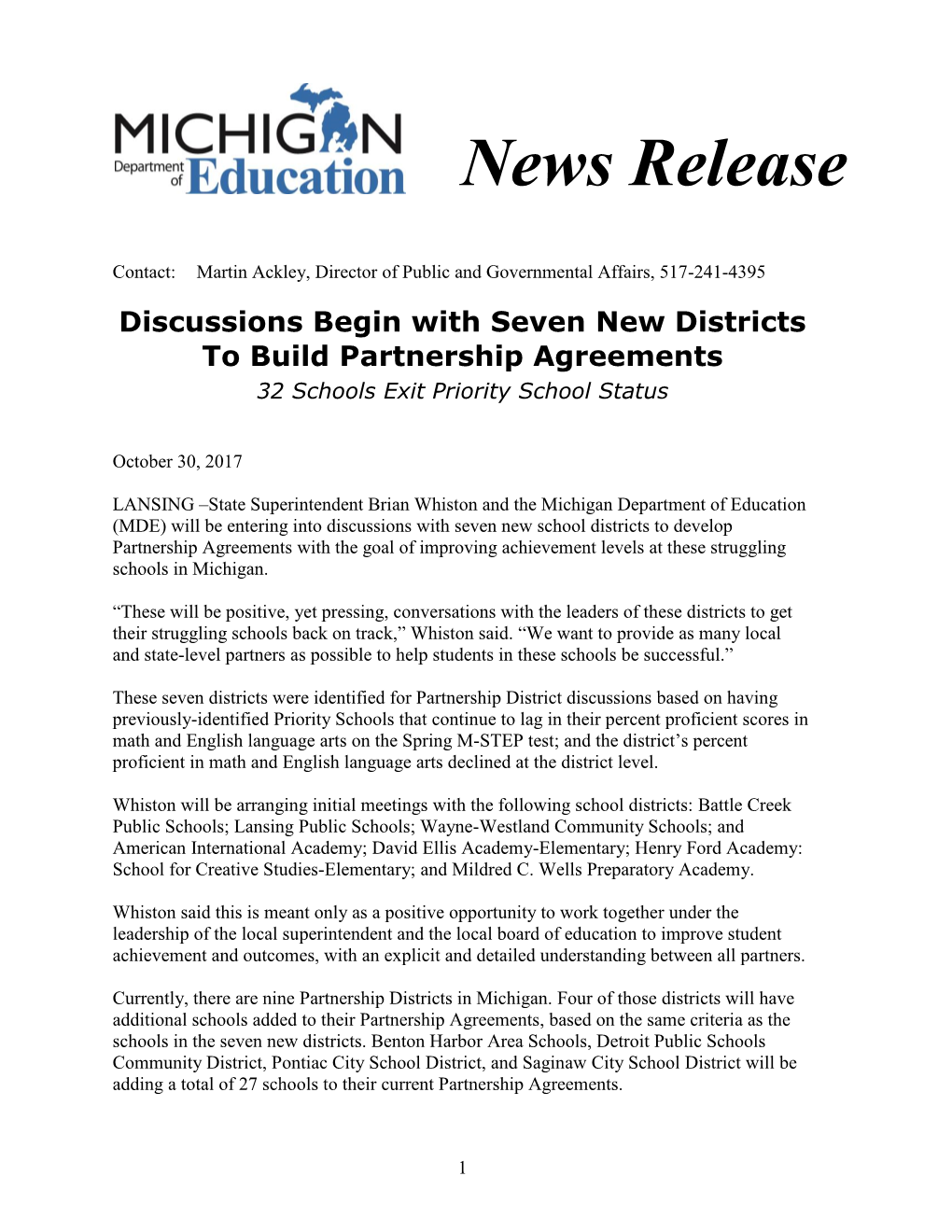 Current Partnership Districts Adding Schools