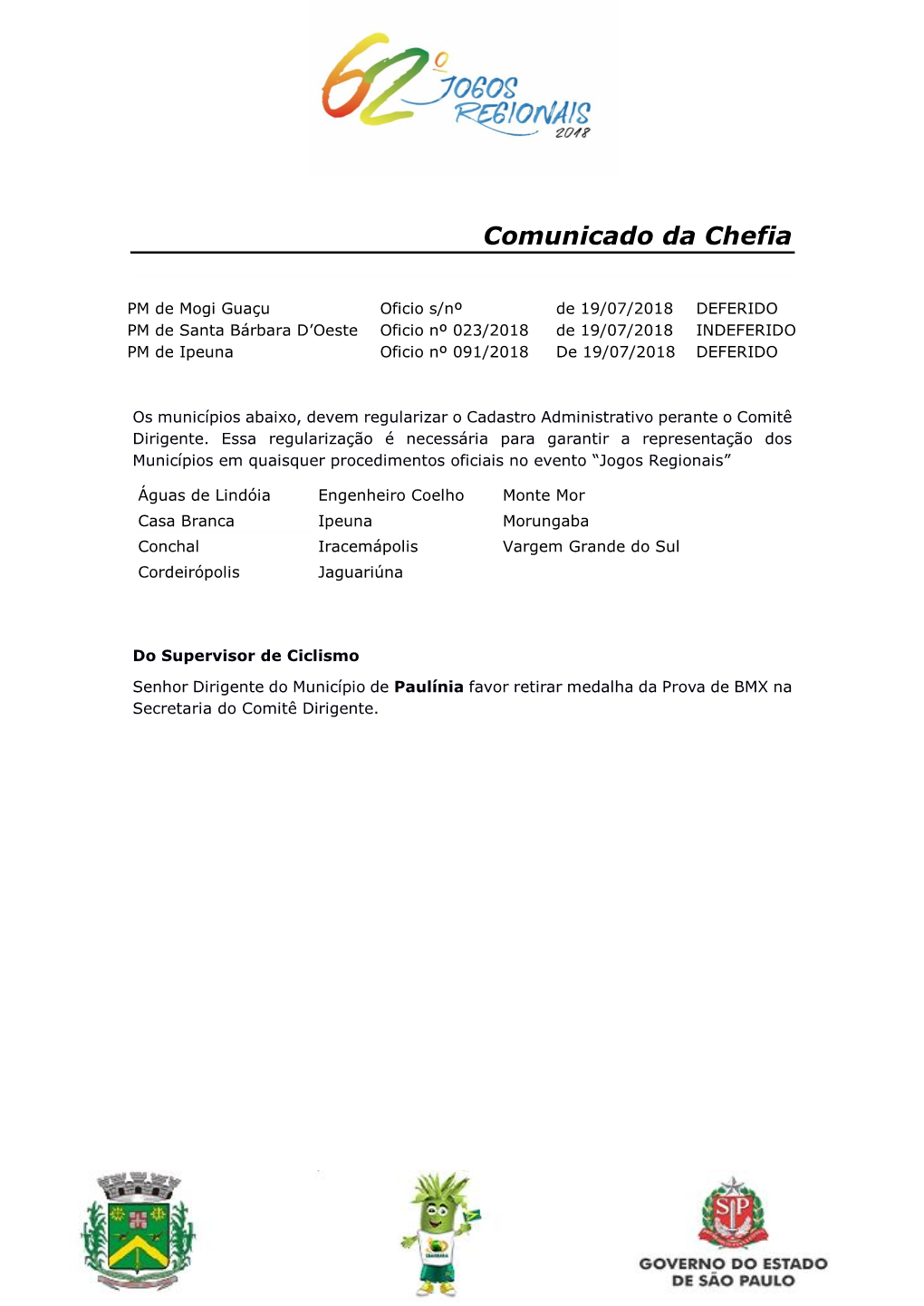 Comunicado Da Chefia