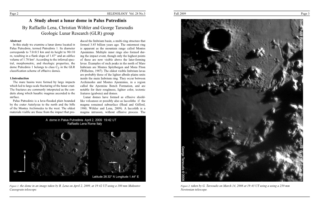 A Study About a Lunar Dome in Palus Putredinis by Raffaello Lena, Christian Wöhler and George Tarsoudis Geologic Lunar Research (GLR) Group