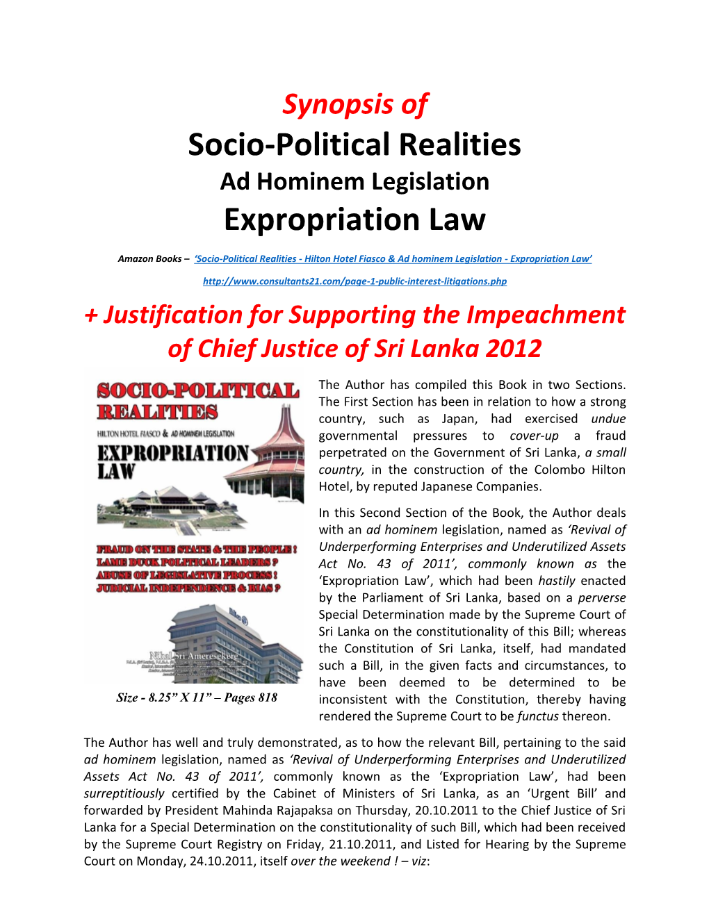 Socio-Political Realities Expropriation