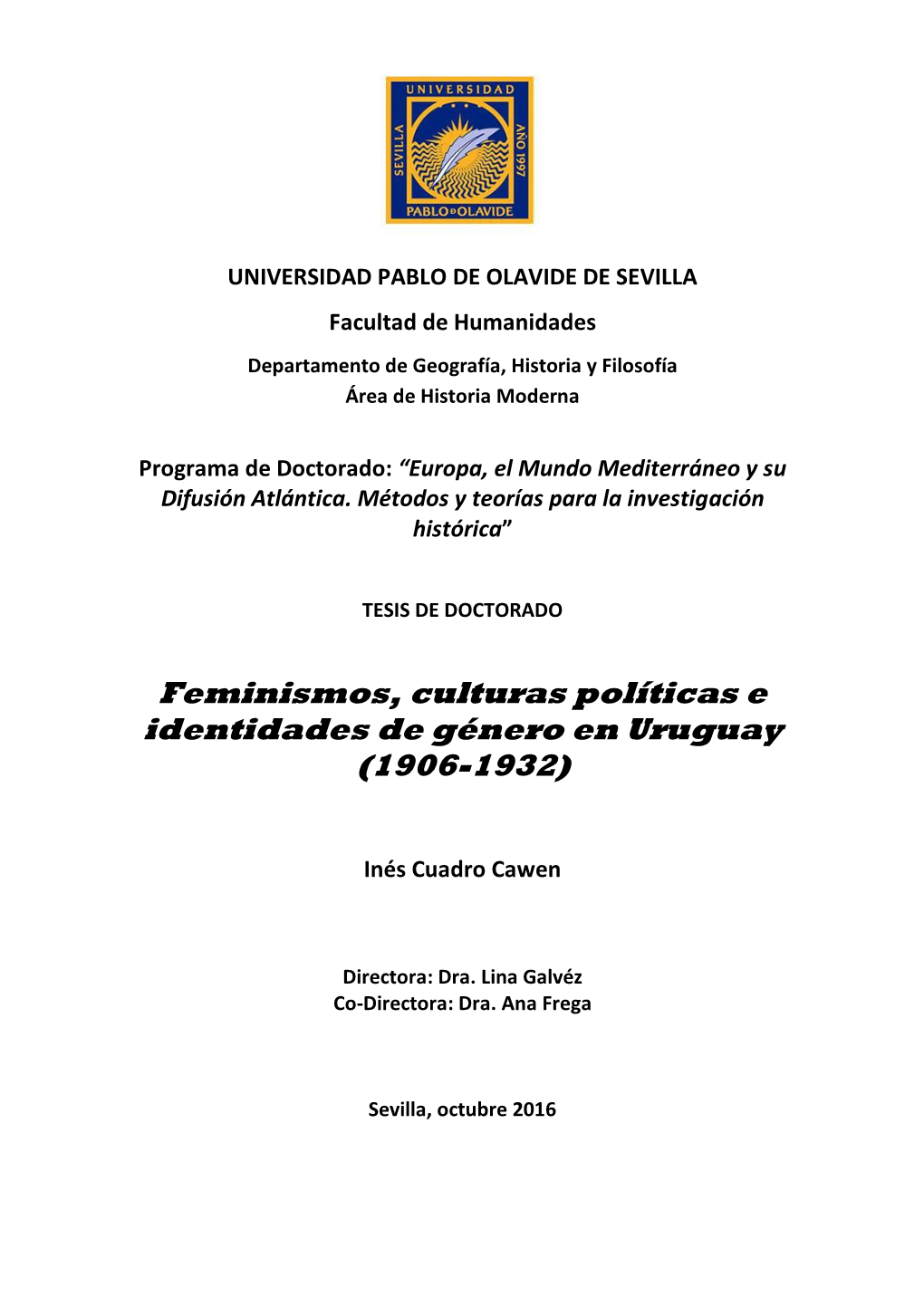 Feminismos, Culturas Políticas E Identidades De Género En Uruguay (1906-1932)