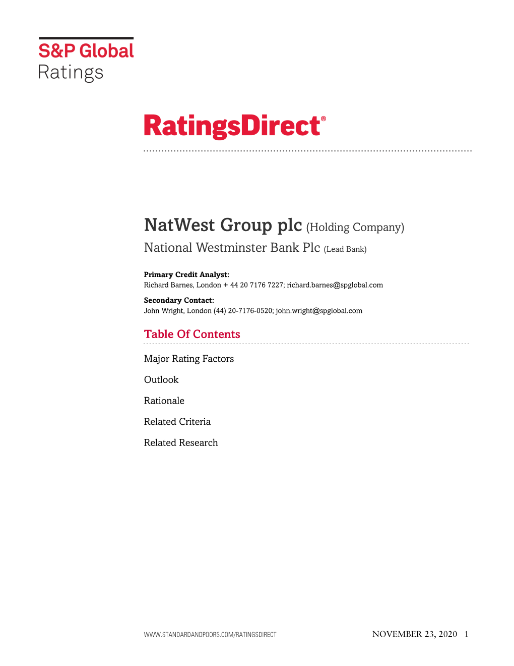 Natwest Group Plc (Holding Company)